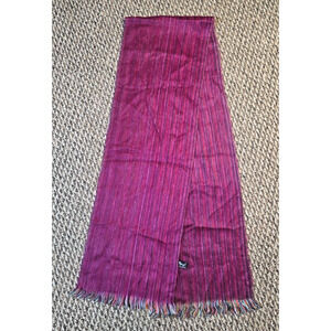 Winterbourne Alpaca Blend Silk Scarf Berry Purple Fringe Cozy Vtg Boho 12x76